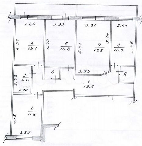 4-к. квартира, 94,4 м², 1/9 эт.