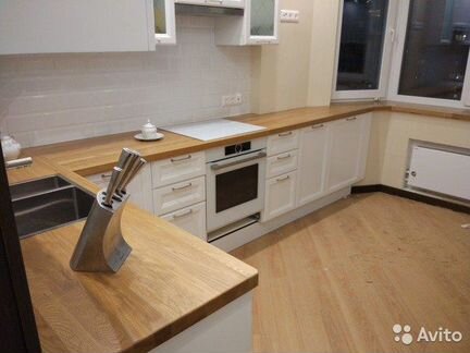 Столешница из массива дуба для кухни Икеа