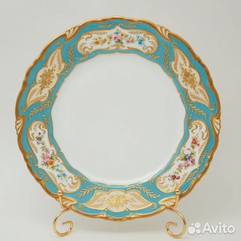 Тарелка с голубым бортом Ahrenfeldt Limoges No.2579