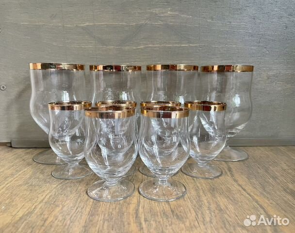 Бокалы и фужеры СССР винтаж с золотой полосой