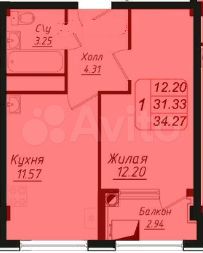 1-к. квартира, 34 м², 2/9 эт.