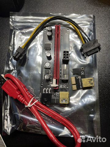 Райзер pci-e 008-s, 009-s, молекс, сата, 6pin