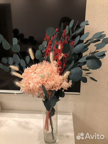 Букет с сухоцветами гортензия Воздушный поцелуй