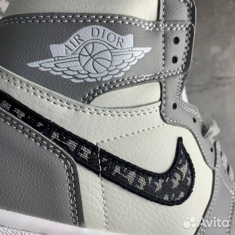 Nike Air Jordan 1 x Dior кроссовки серые кожа