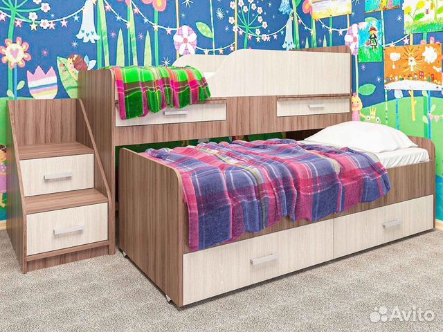 Кровать детская двухярусная лёсики