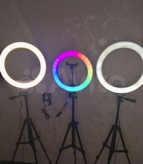 Кольцевая лампа 26 см RGB цветная