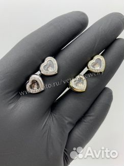 Пусеты Chopard с бриллиантами россыпь сердца