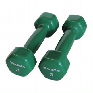 Гантели в виниловой оболочке (пара) 1.35 кг inex (1.35 кг, зеленый)