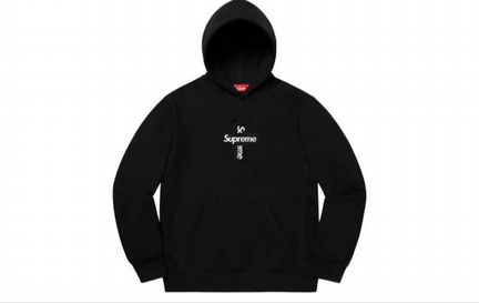Supreme box logo cross hooded Sweatshirt Black
