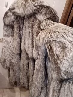 Шуба из перьевой чернобурки,Греция,большая
