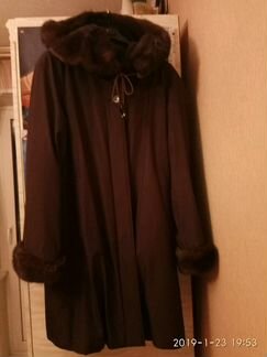 Пальто зимнее с отделкой из норки
