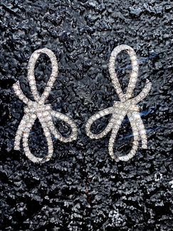 Серьги бантики из страз кристаллов