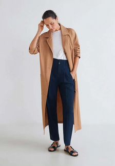 Синие брюки mango с защипами высокая посадка