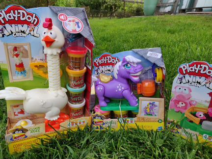 Play-Doh. Курочка, поросята, кран-погрузчик новые