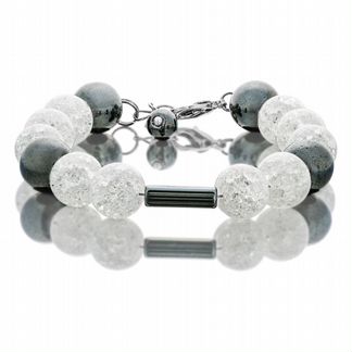 Браслет из снежного кварца и гематита