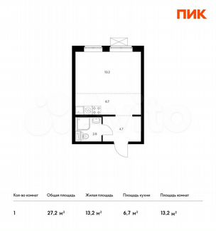 Квартира-студия, 27.2 м², 9/14 эт.