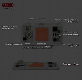 Светодиод для выращивания YXO 50W, фабричные