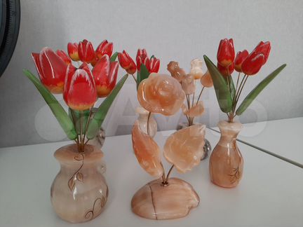 Цветы из натурального камня - селенит