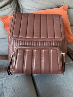 Бордовый кожаный рюкзак dkny