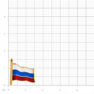 Серебряный значок Триколор РФ, эмаль, позолота