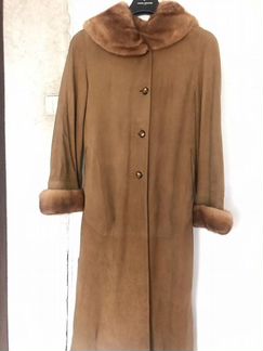 Пальто замшевое с норкой, 46р