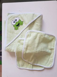 Банное детское полотенце с капюшоном новое
