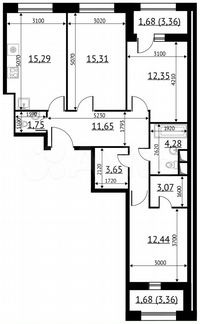 3-к квартира, 83.2 м², 21/22 эт.