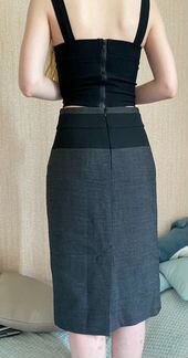 Юбка серая плотная тёплая миди