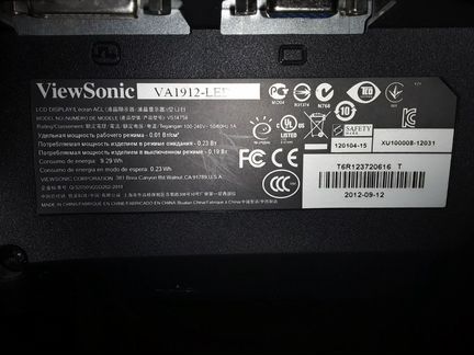 Монитор ViewSonic VA1912-LED, 18,5