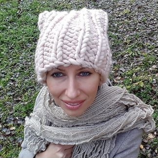Шапка хельсинки из мериносовой шерсти. Вязаная шер