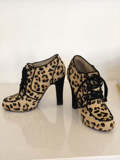 Ботильоны Topshop с леопардовые с мехом пони, 37р