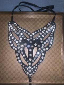 Колье кожаное с кристаллами Amen оригинал