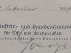 Свидетельство 1939 г. Кенигсберг Восточная Пруссия объявление продам