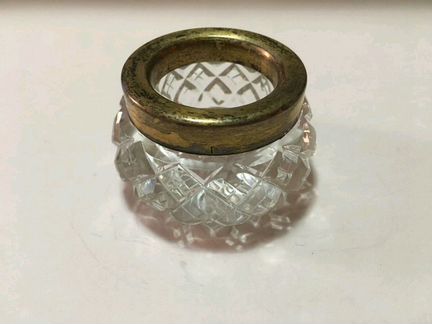 Солонка хрустальная с серебром 875 пробы