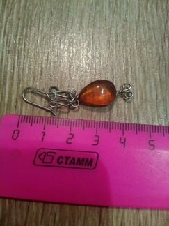 Серьги серебро 875пр. с янтарем