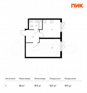 1-к квартира, 42 м², 10/33 эт.