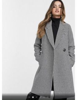 Пальто в гусиную лапку Stradivarius S