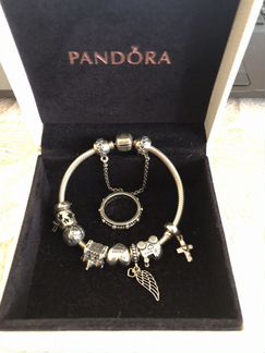 Браслет pandora 8 шарм. (серебр,зол) и кольцо 17р