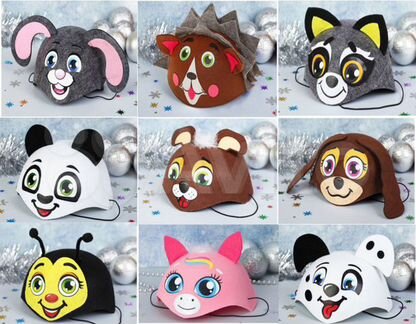 Шапки - маски животных - 30 видов