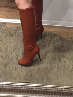 Зимние сапоги из натуральной кожи с мехом кролика