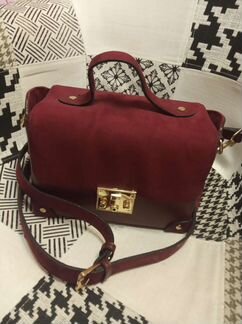 Сумка-сундук бордовая