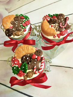 Банка с замком новогодняя с декором глиной