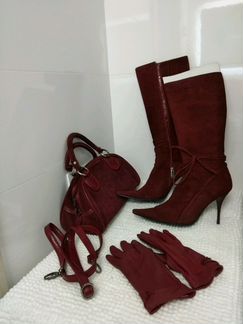Сапоги, сумка, перчатки (кожа, замша)