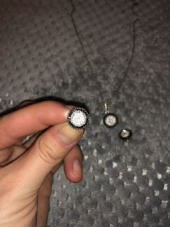 Подвеска и пусеты серебро