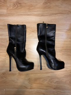 Кожаные сапожки на платформе и на шпильке, р-р 37