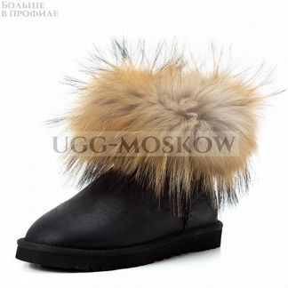 Угги UGG Fox Fur Metallic Black Ар-N125